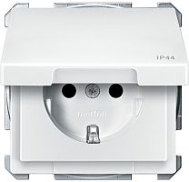 Розетка с заземлением без рамки Schneider Electric Merten Antique 1-м. крышка шторки IP44 белый картинка